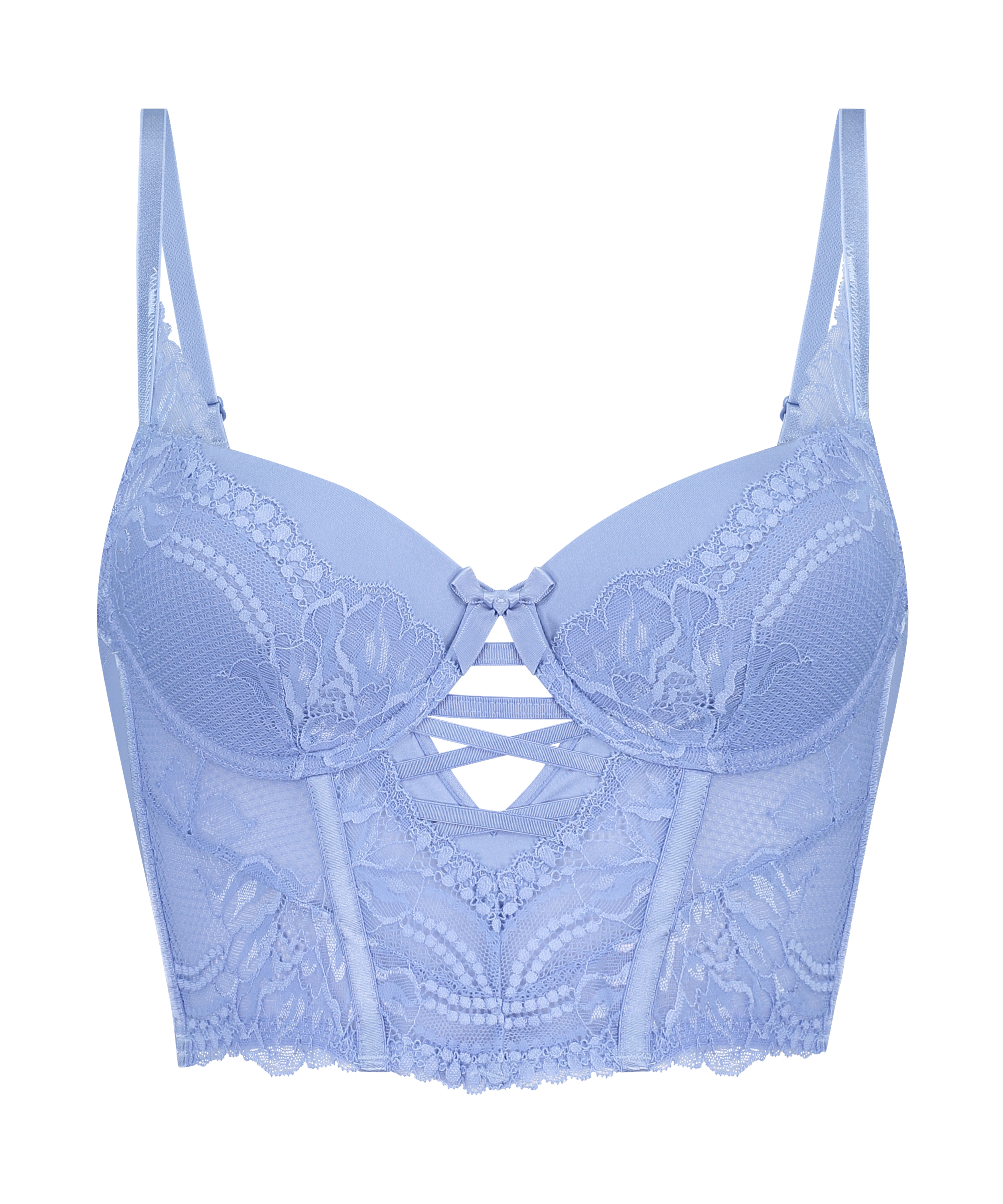 Kimberley Padded Longline Underwired Bra, Blue, main