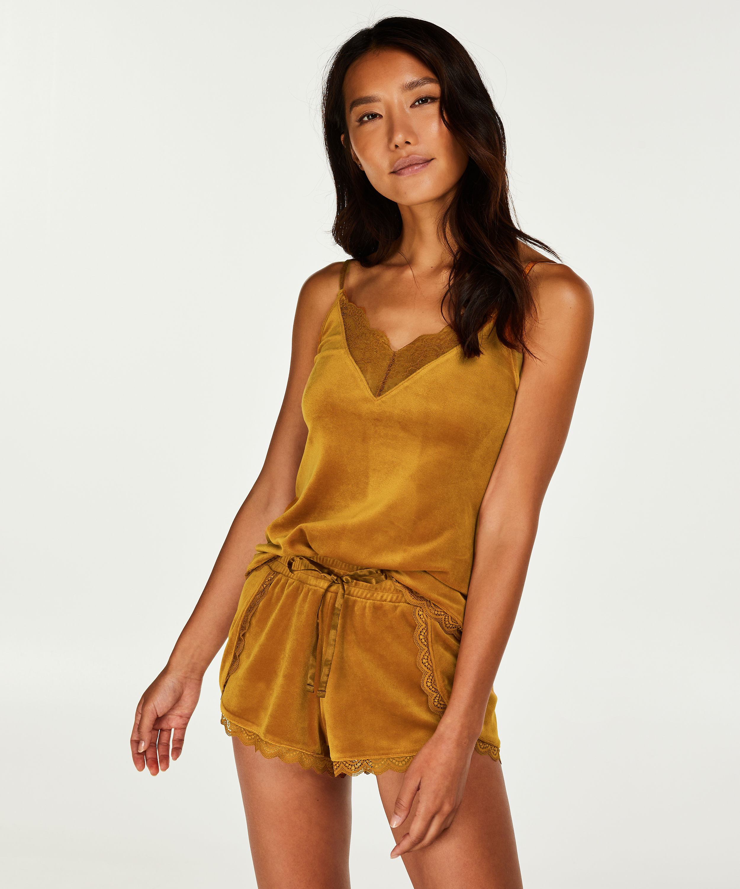 Velvet Lace Cami, Yellow, main