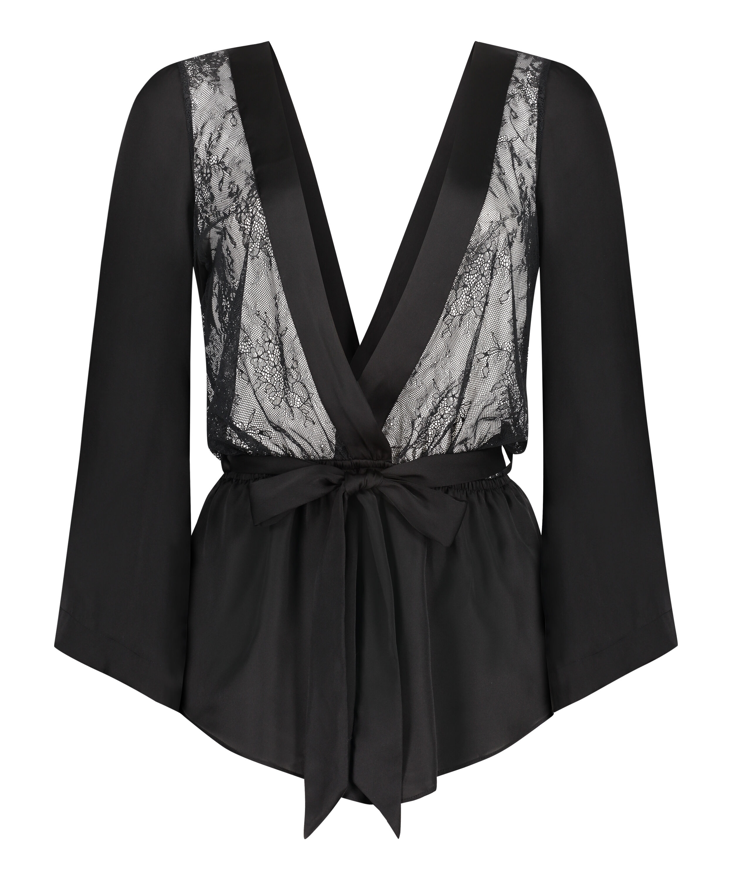 Rylie Satin Playsuit, Black