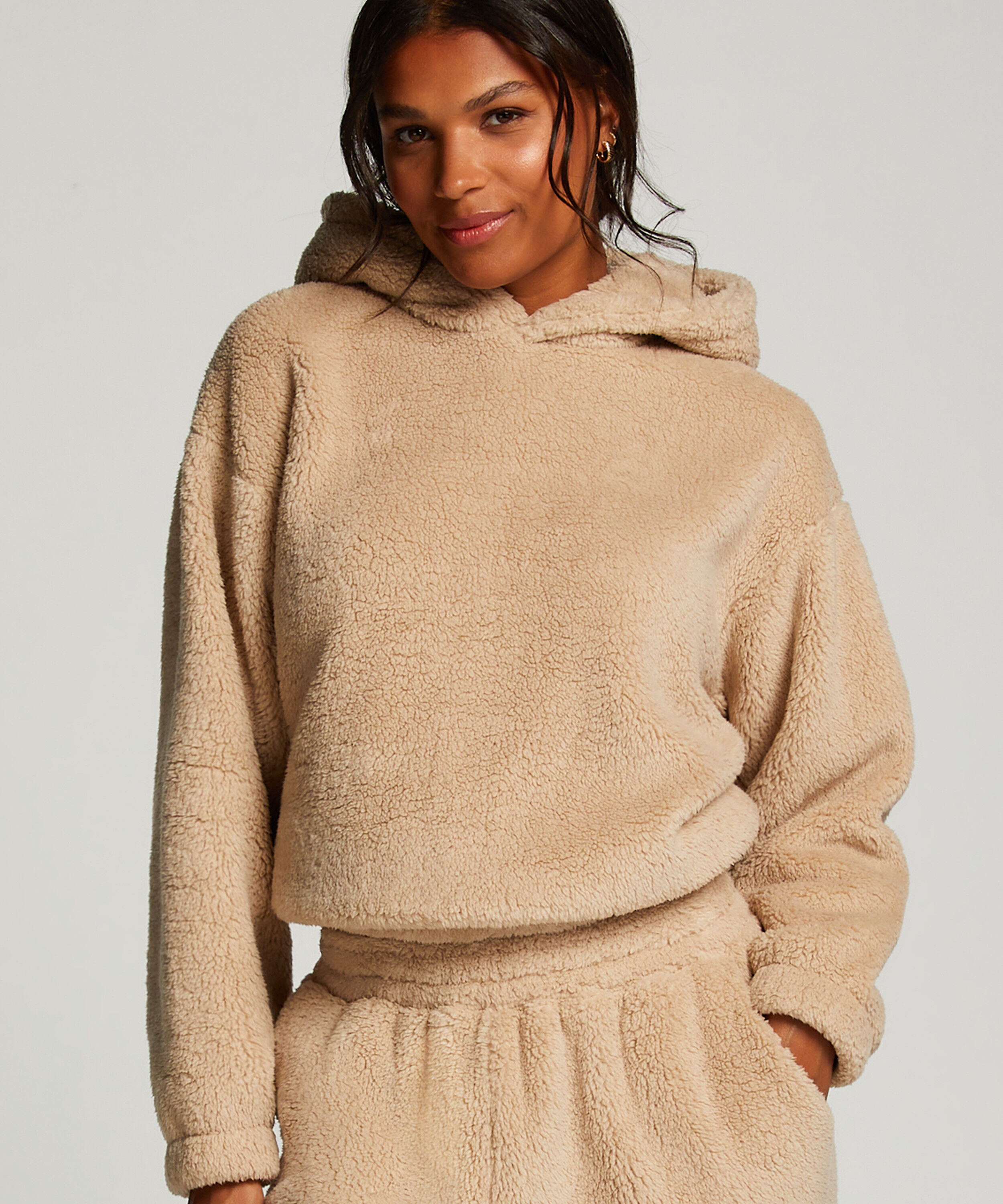 Snuggle Hoodie Fleece, Beige