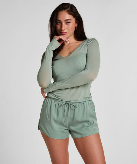 Ayla Satin Shorts, Green
