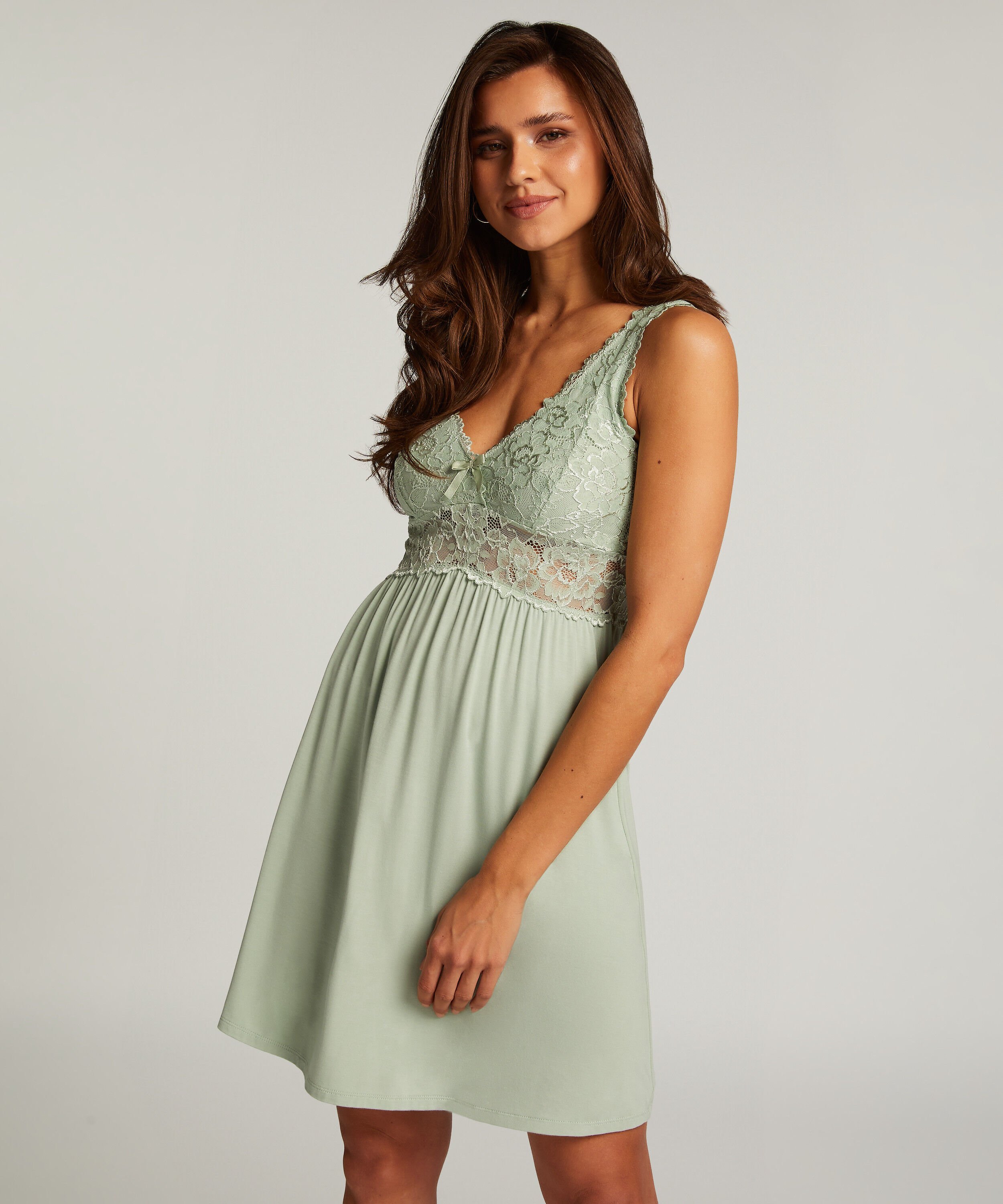 Nora Lace Slip Dress, Green