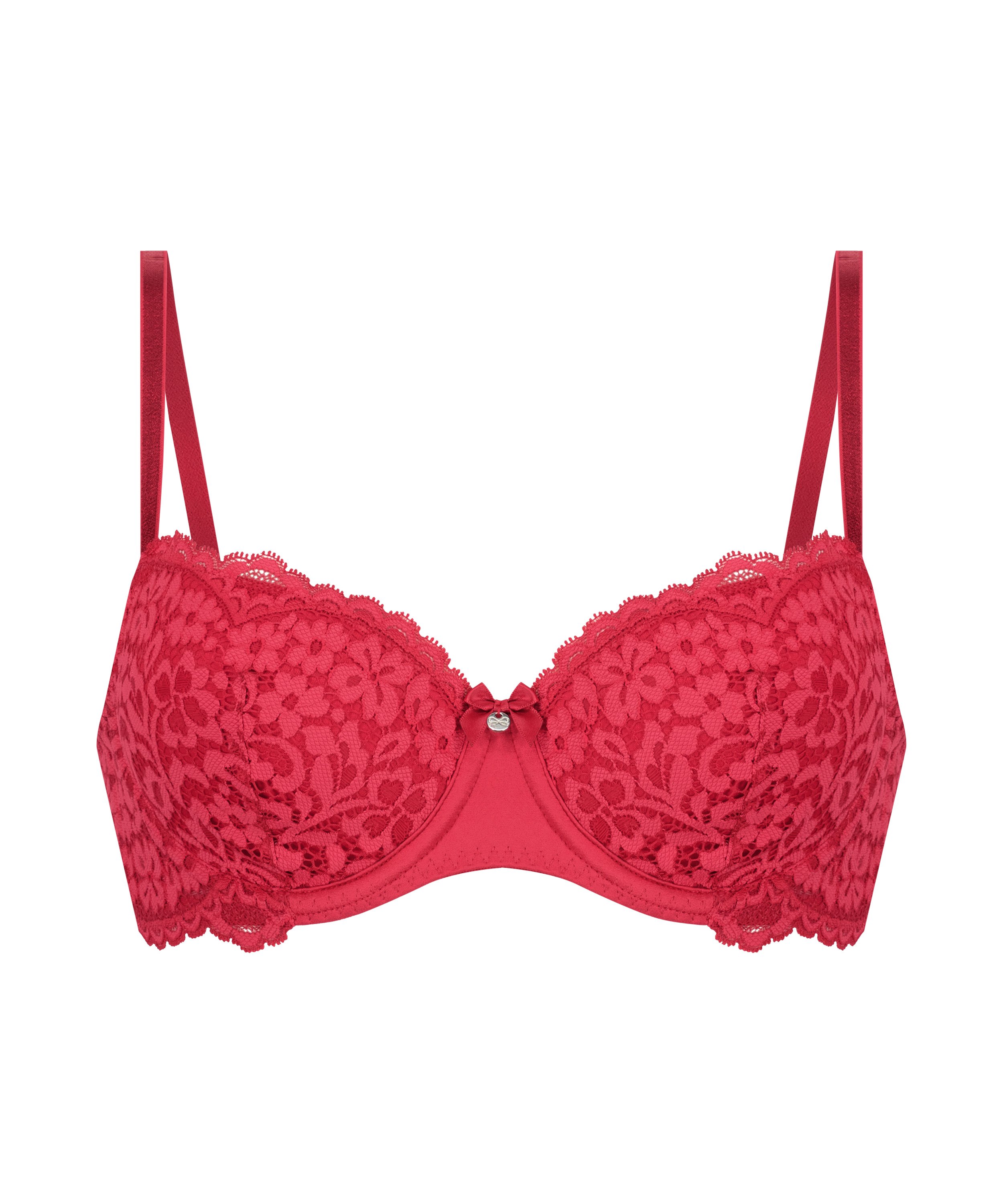 Rose Padded Underwired Bra, Red, main