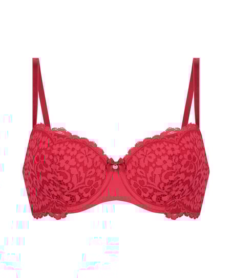 Rose Padded Underwired Bra, Red
