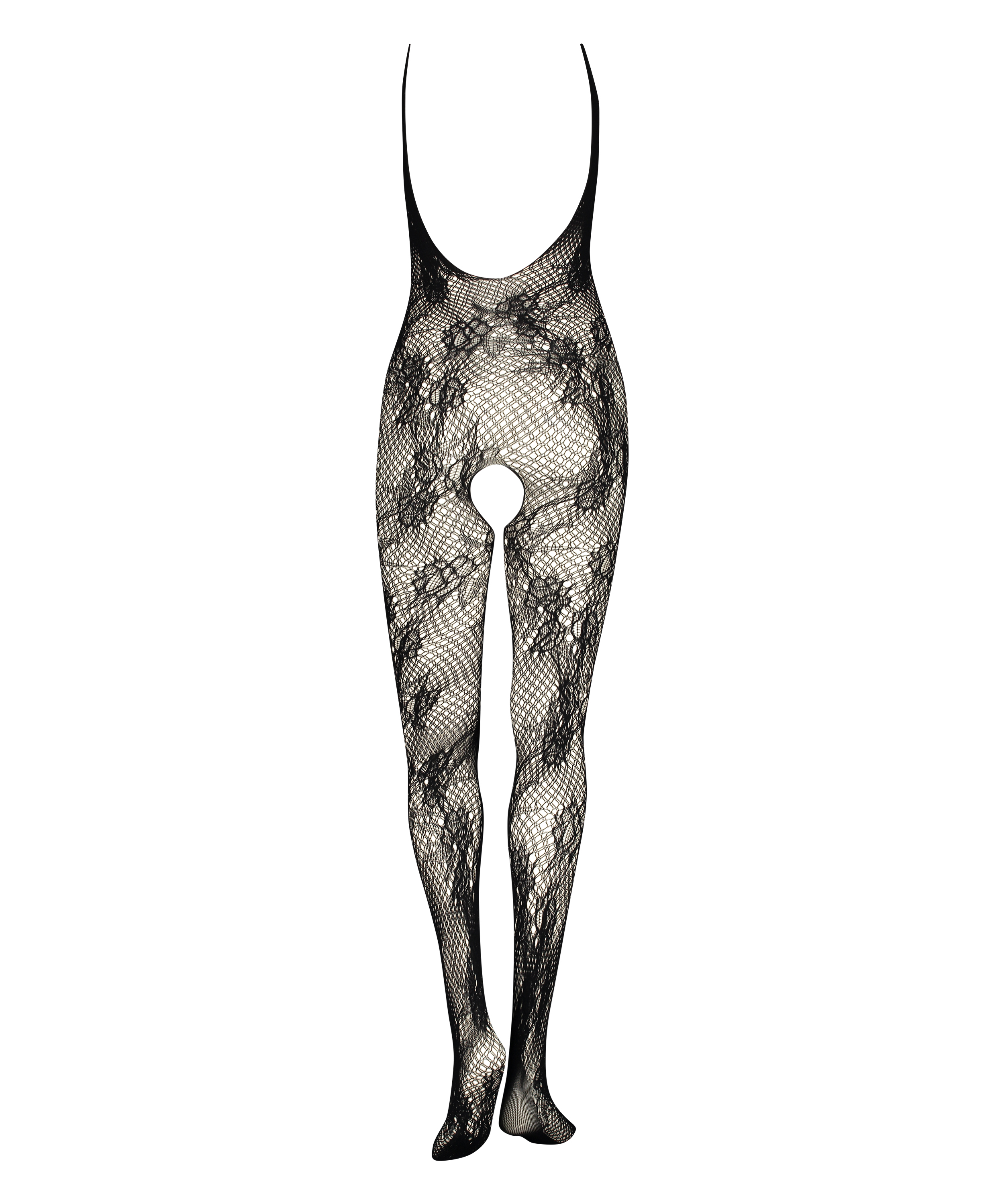 Private Open Lace Catsuit, Black, main