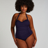 Shaping Halter Scallop Swimsuit, Blue