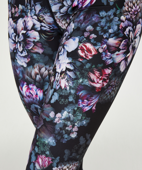 HKMX High Waisted Flower Sports Leggings, Black