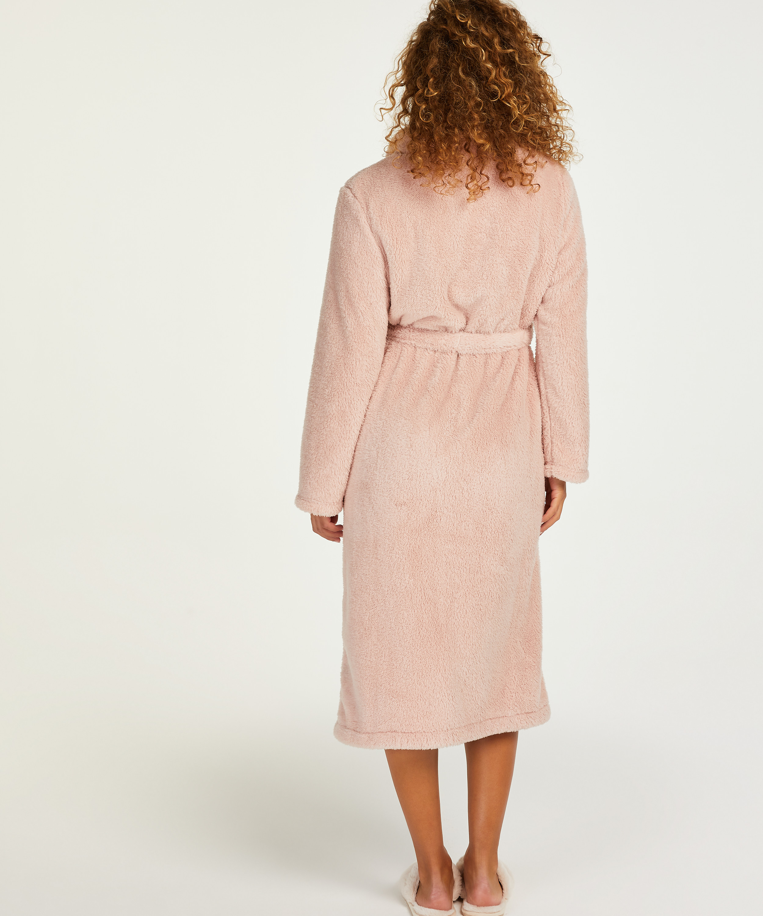 Fleece Bathrobe, Pink, main