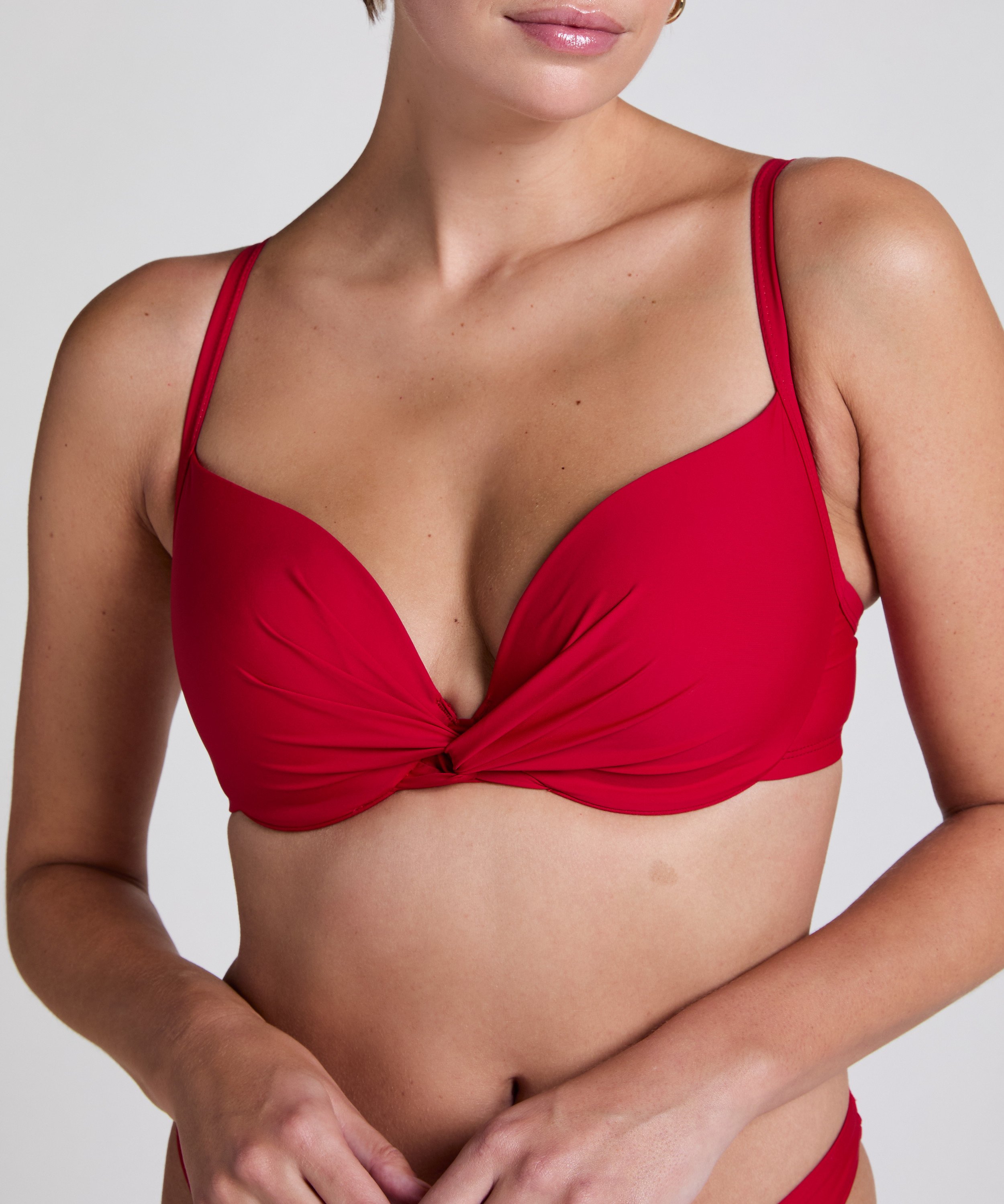 Luna padded bikini top, Red, main