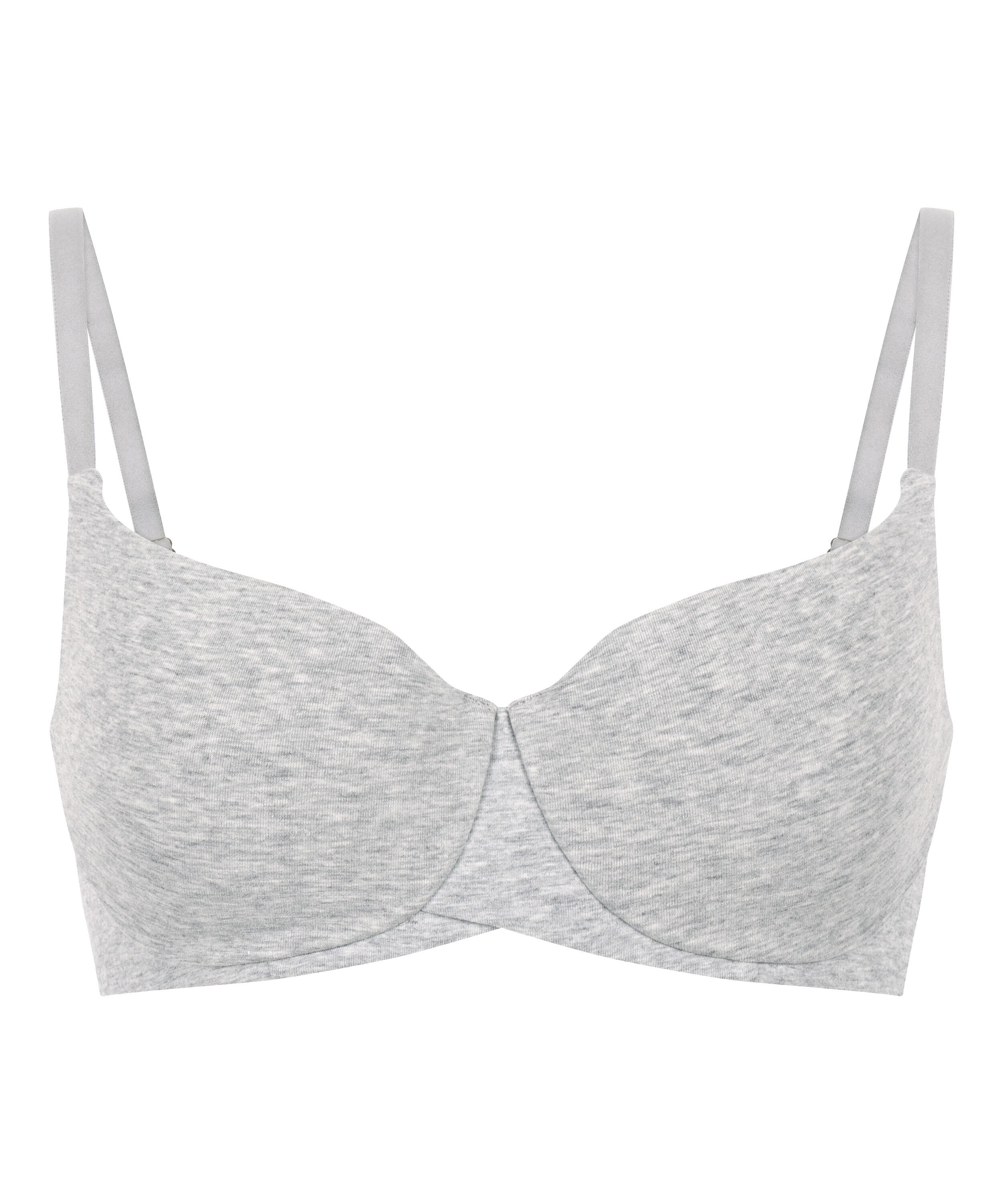Cotton Padded Underwired Bra, Grey