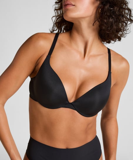 Smooth Padded Underwired Push-Up Bra, Black