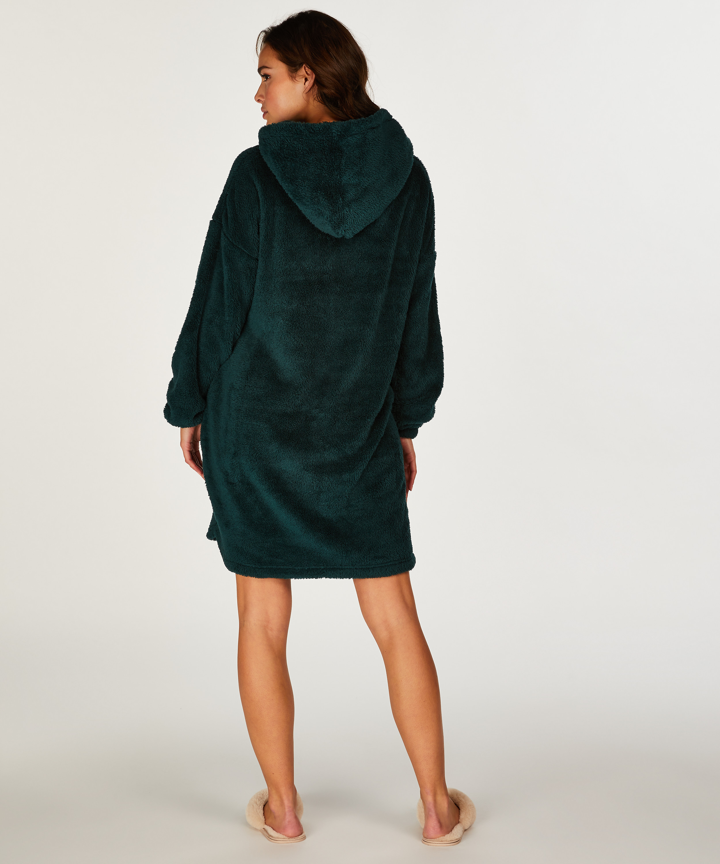 Snuggle Fleece Lounge Dress, Green, main