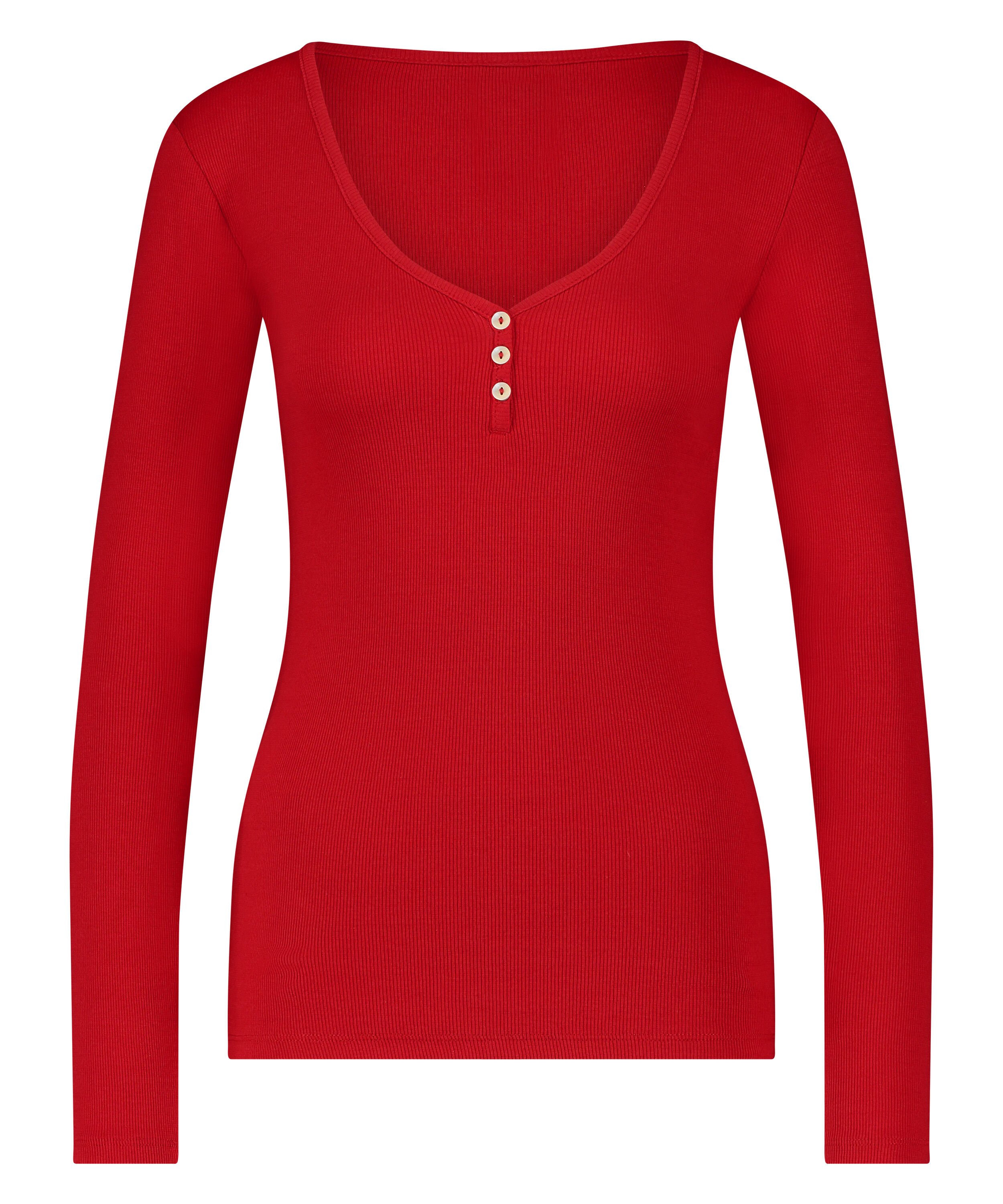 Long-Sleeved Pyjama Top, Red