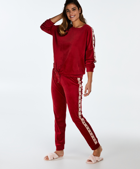 Velours Heart jogging pants, Red