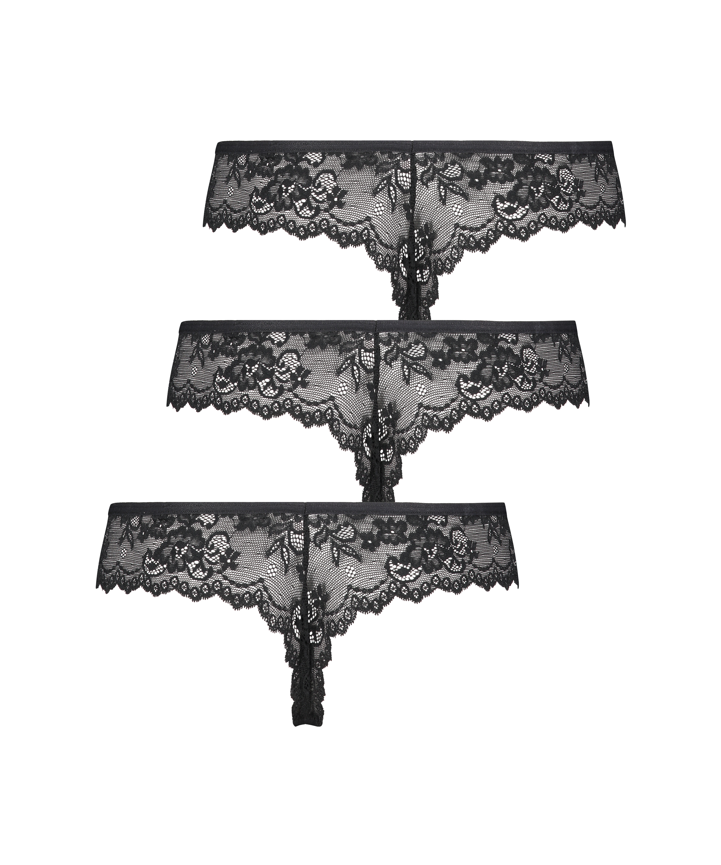 3-Pack Invisible Thong, Black, main