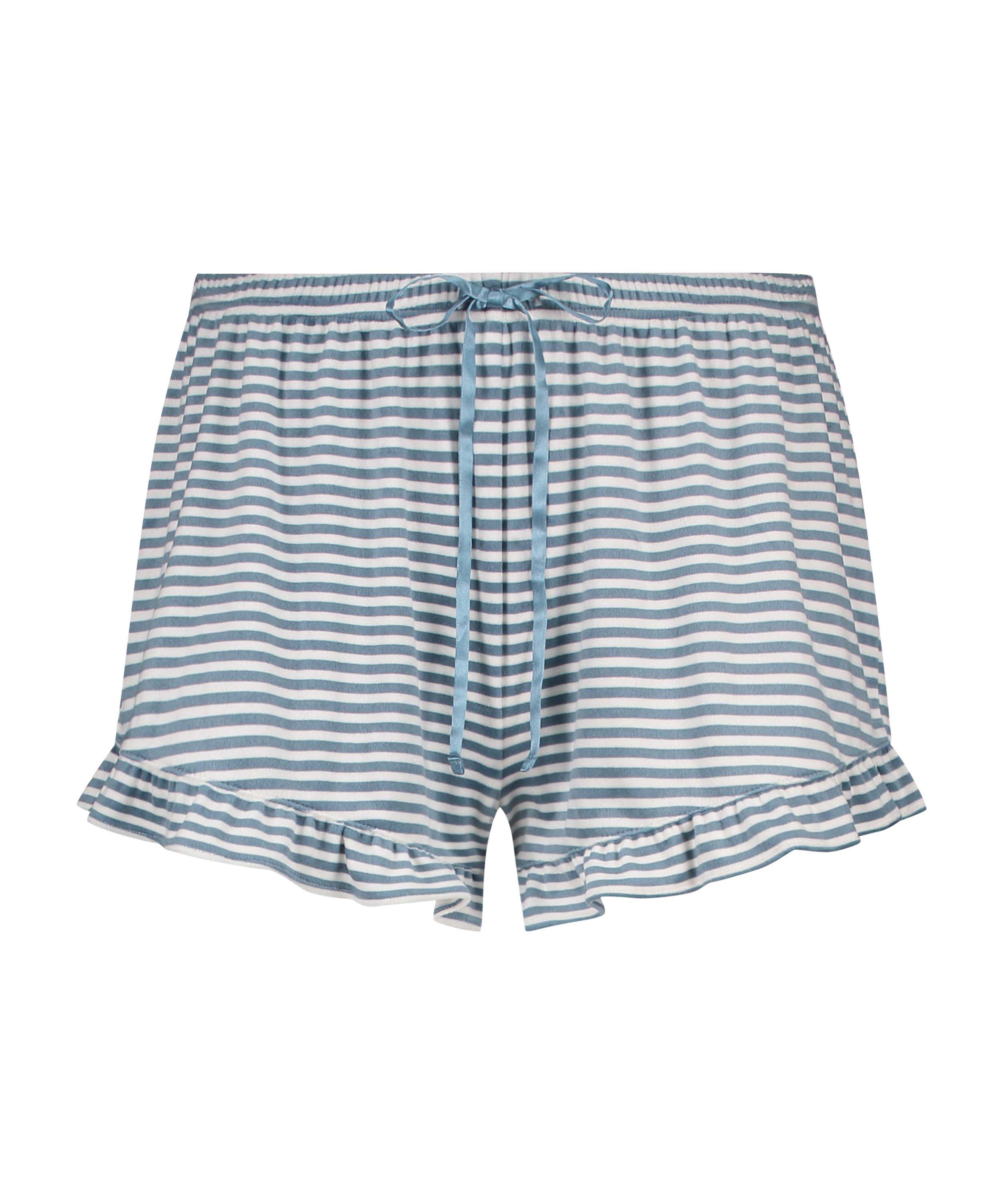 Velours Ruffle Shorts, Blue