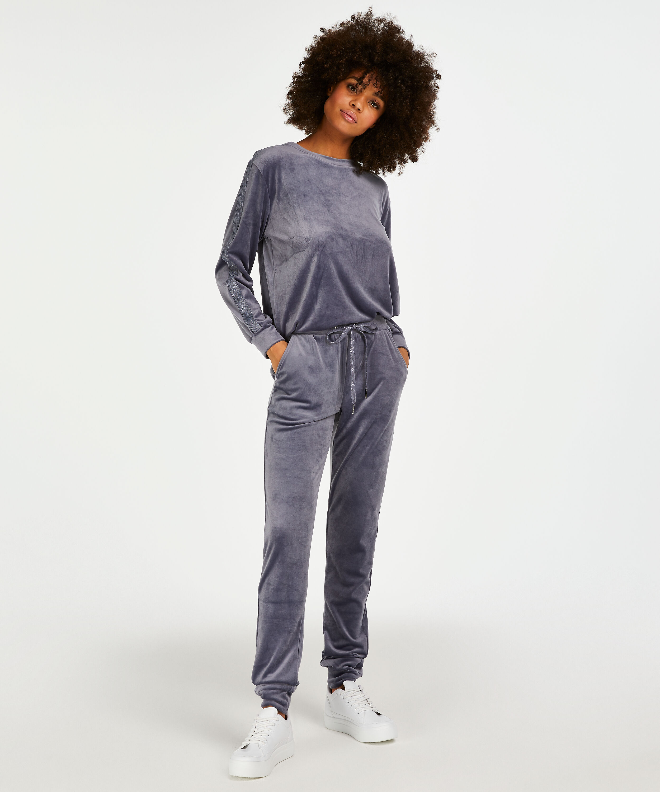 Velvet Lurex jogging bottoms, Grey