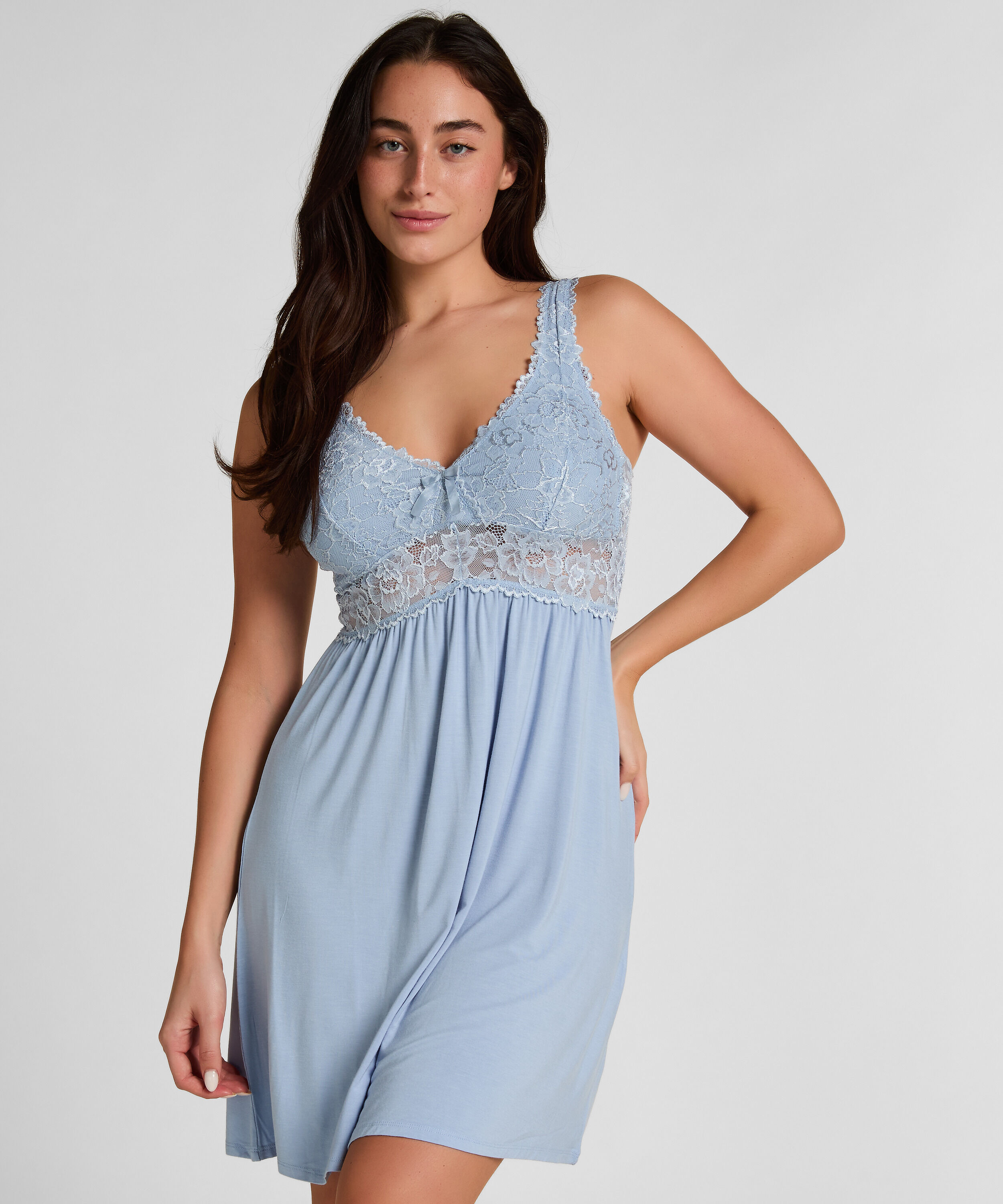 Nora Lace Slip Dress, Blue