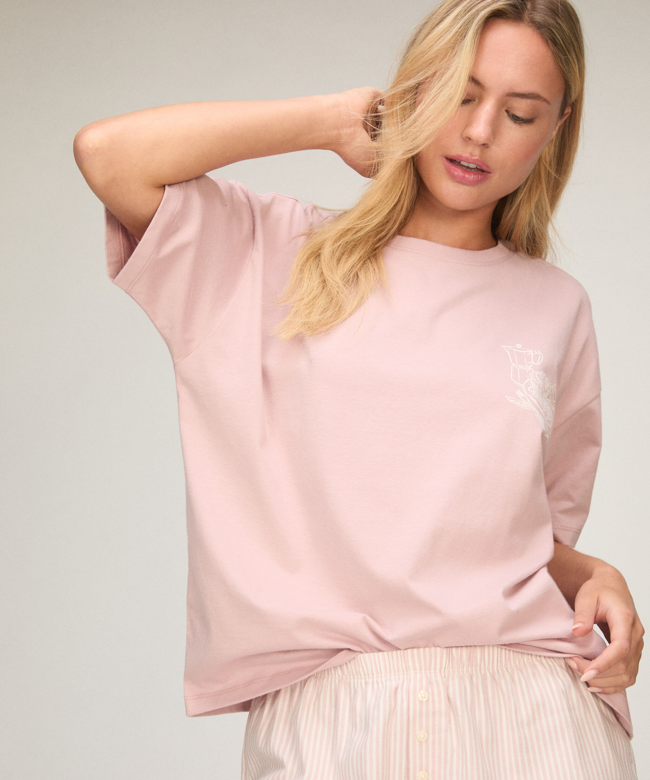 Pyjama Set with Short and T-shirt, Pink Pyjama Set with Short and T-shirt, Pink