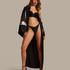 Bloom Satin Kimono, Black