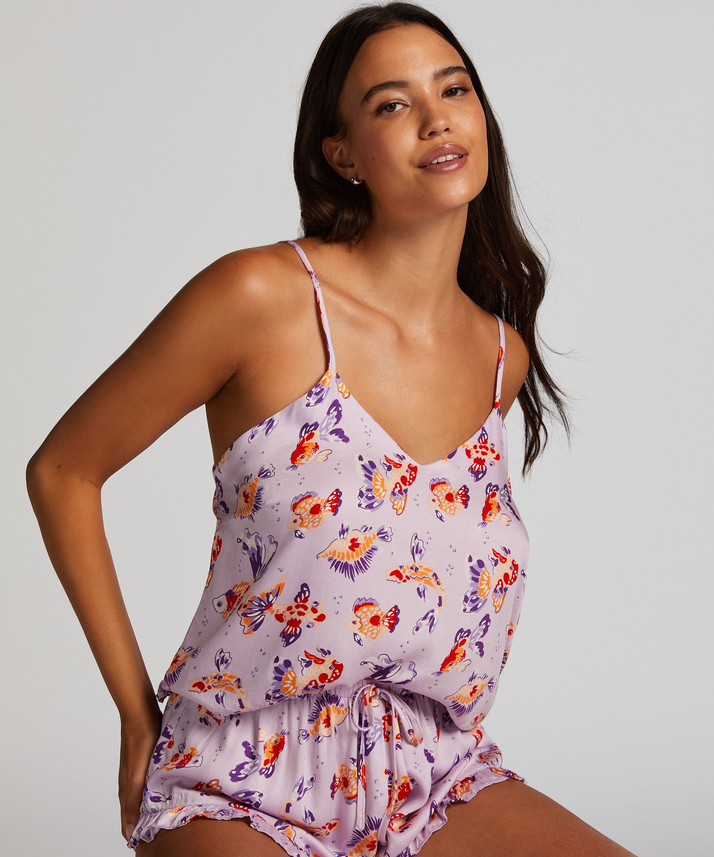 Satin pyjama shorts, Purple