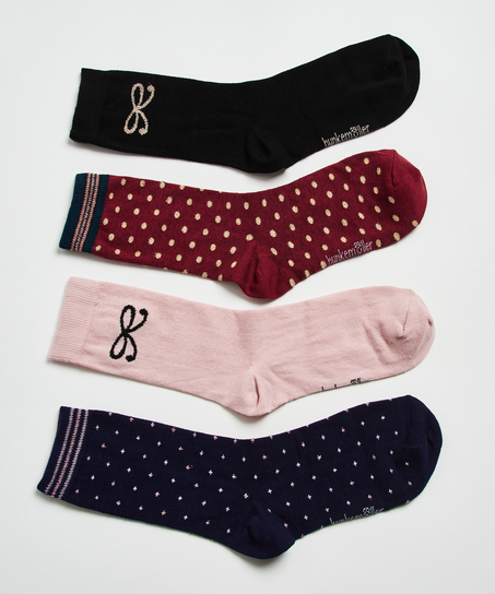 Gift box of 4 pairs of socks, Pink