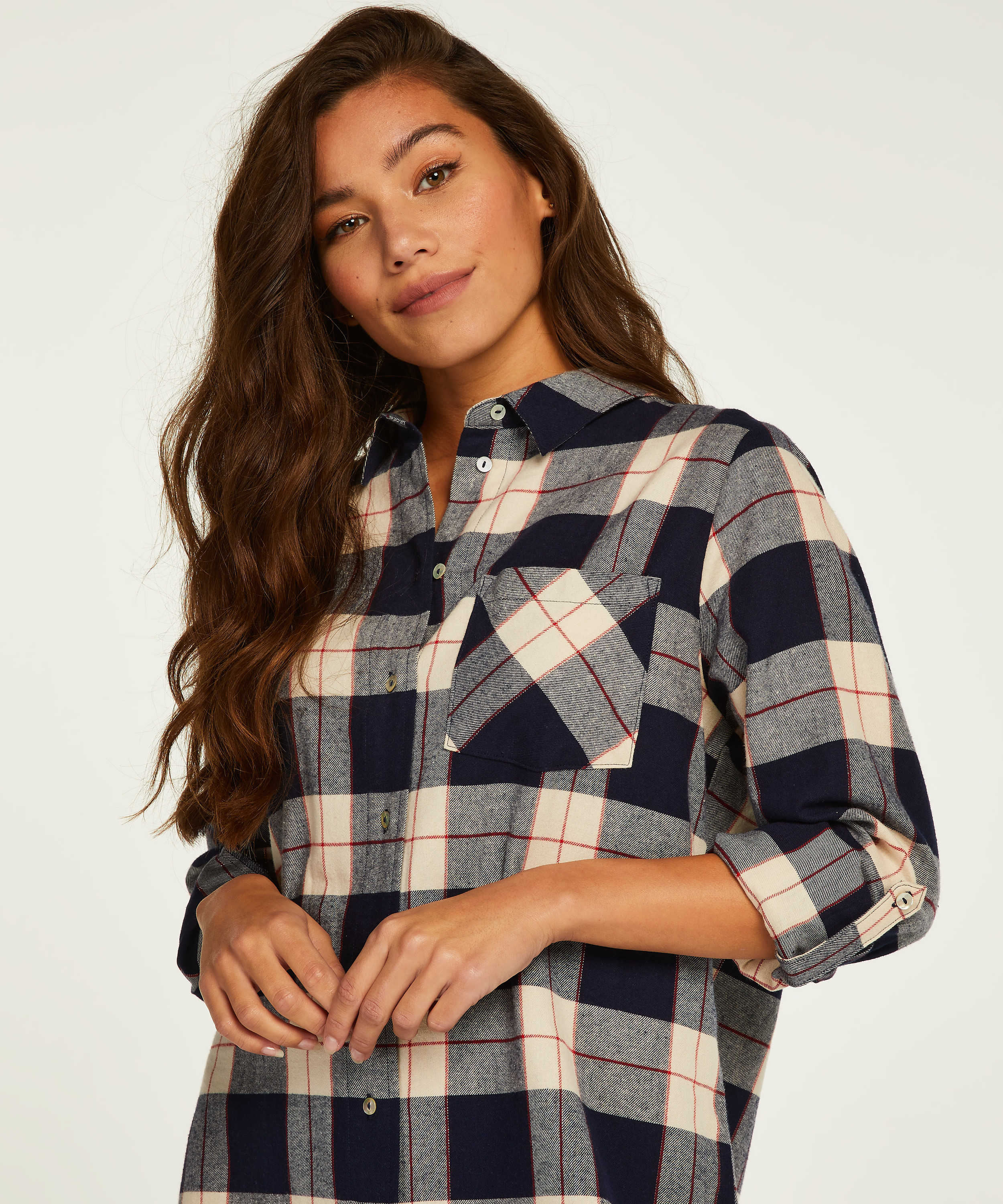 Boyfriend Check Nightshirt, Blue, main