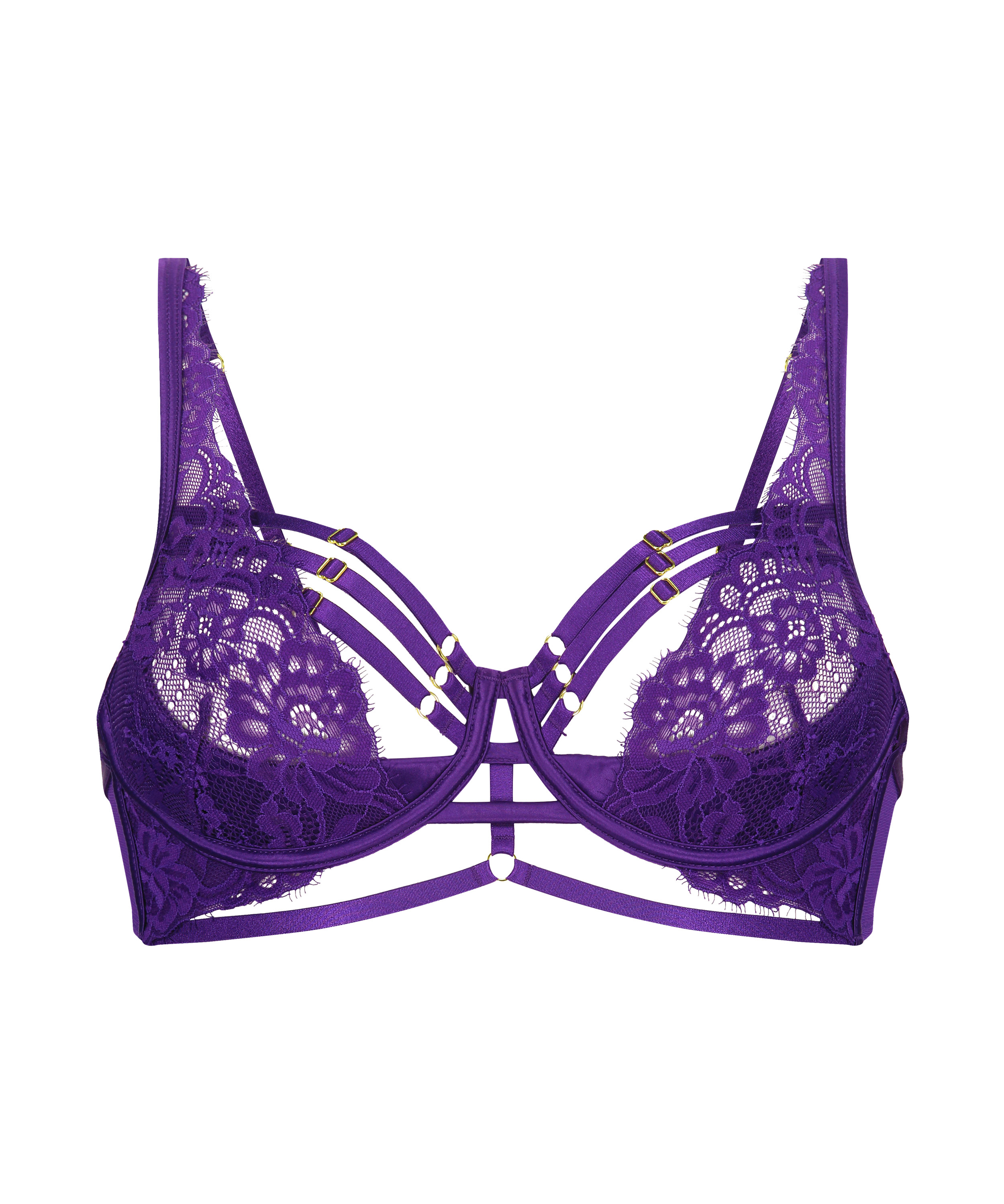 Iggy Half-Padded Underwired Longline Bra, Purple, main