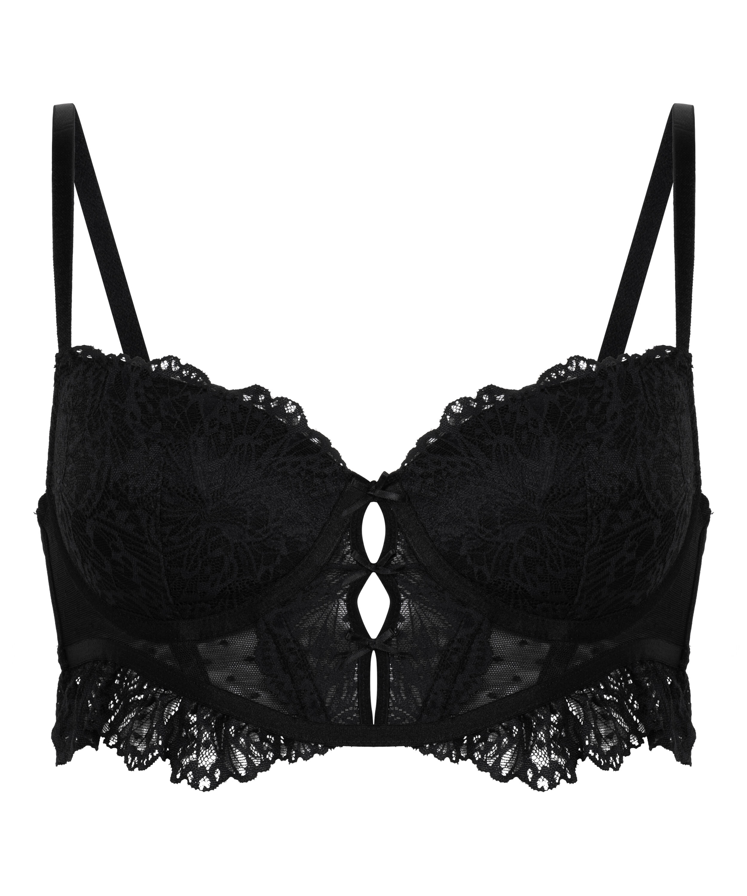 Posie Padded Underwired Longline Bra, Black