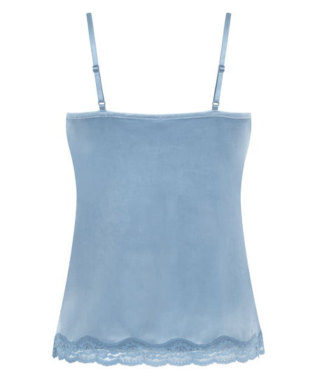 Velours Lace Cami Top, Blue