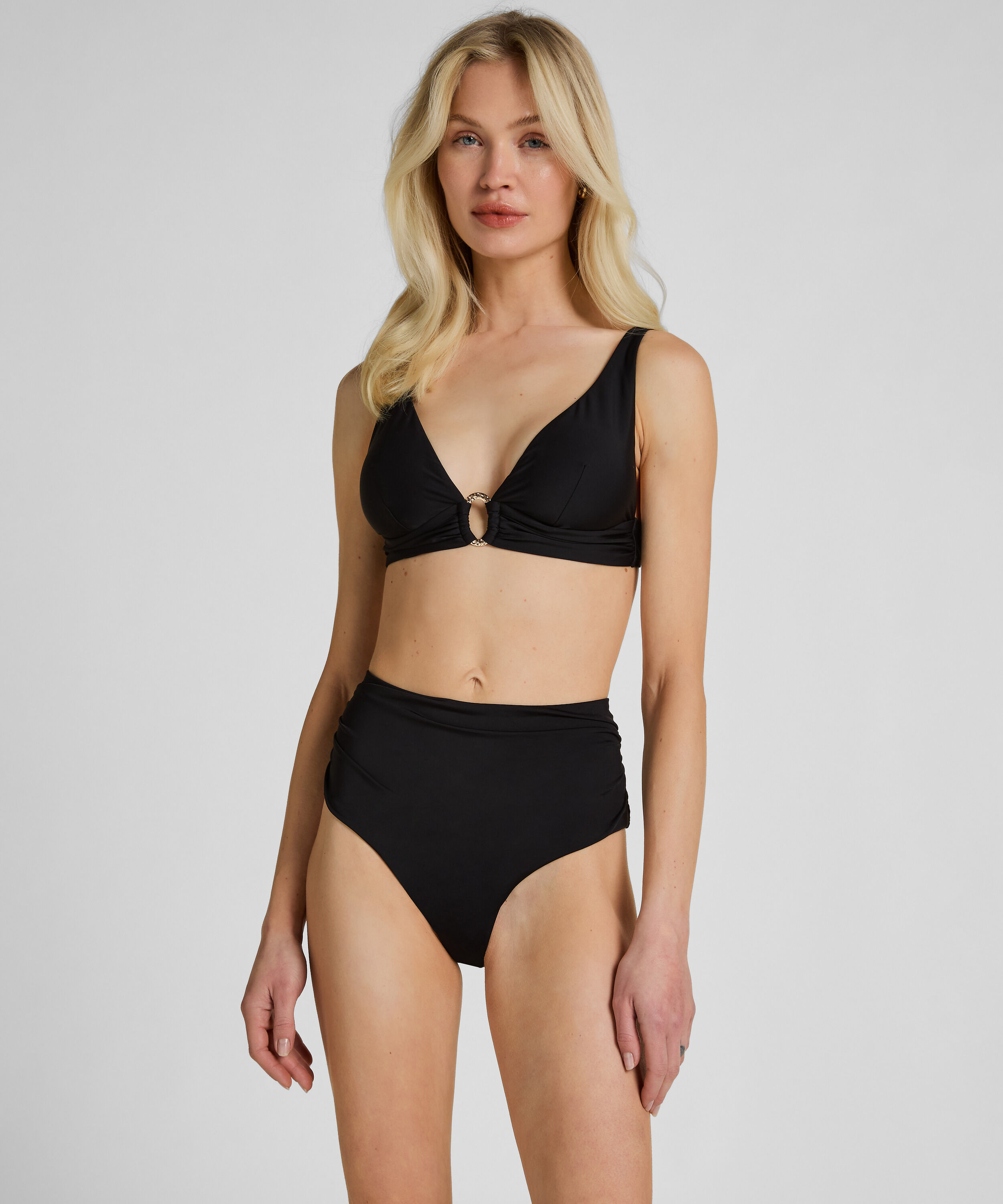 High-Waisted Shaping Bikini Bottom Luxe, Black