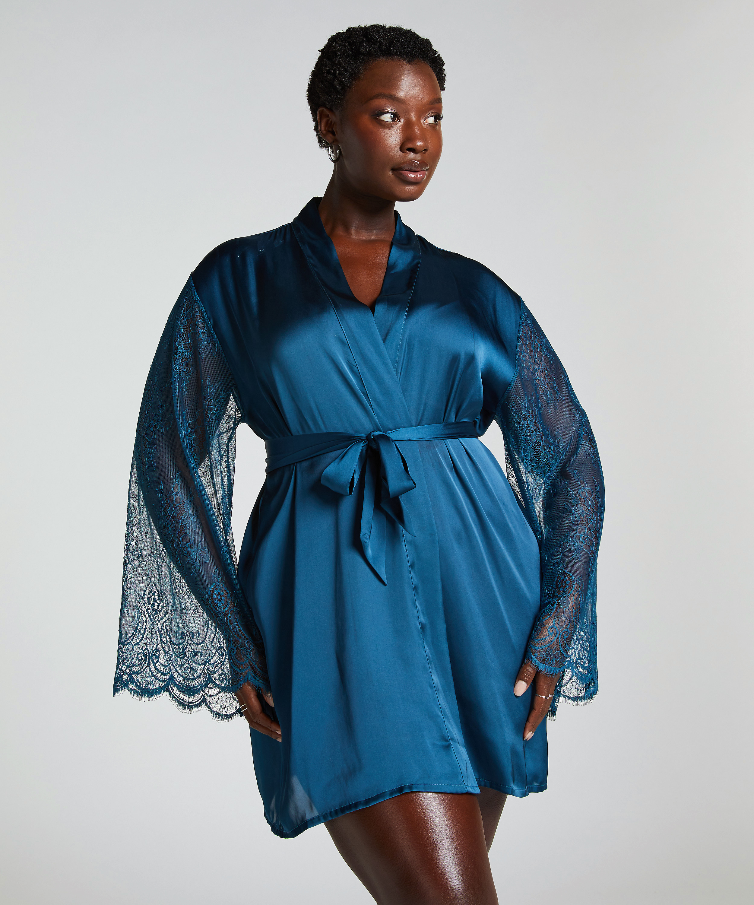 Satin Kimono, Blue, main