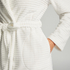 Long Fleece Ribbed Bathrobe, White