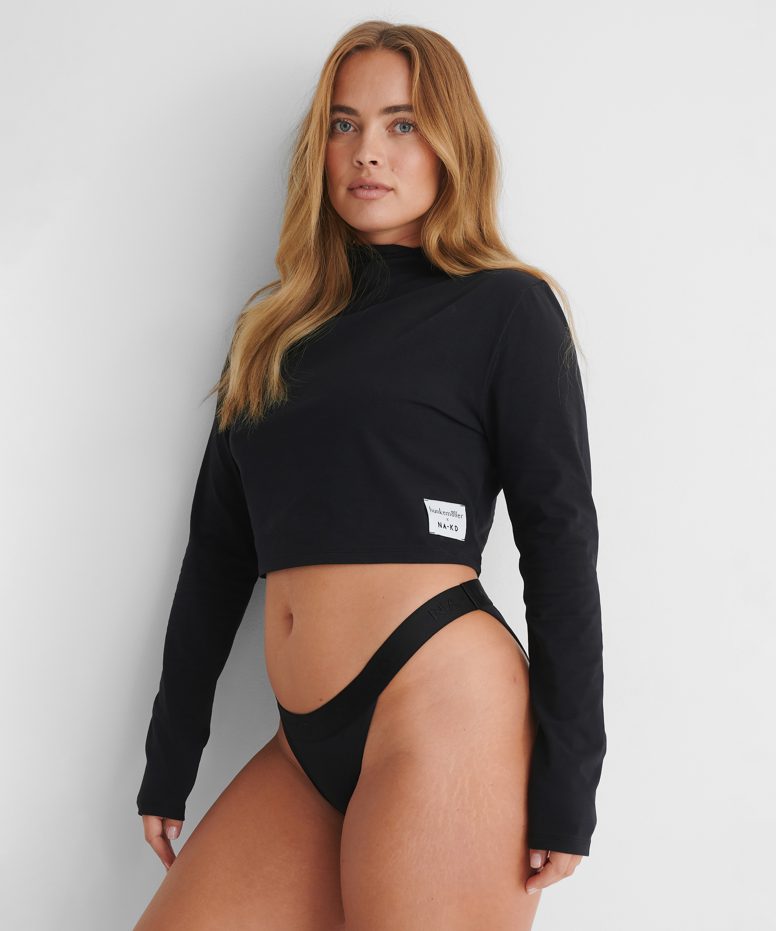 Crop top Lia HKM x NA-KD, Black, main