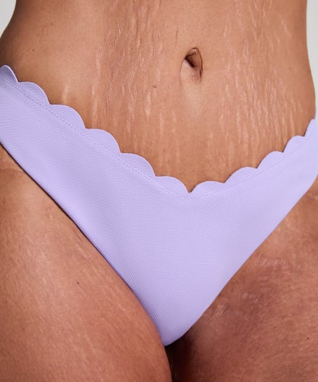 Scallop High-Leg Bikini Bottoms, Purple
