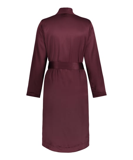 Satin Fleece Bathrobe, Purple