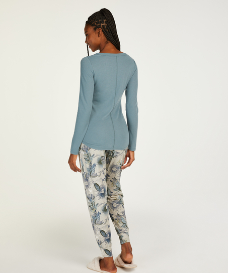 Long-Sleeved Pyjama Top, Blue