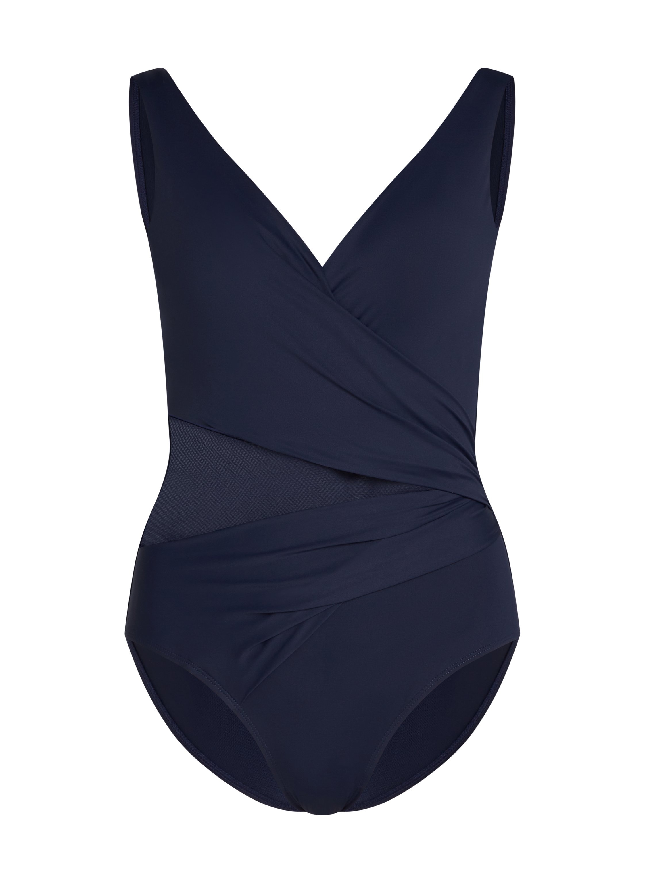 Shaping Shell Mesh Swimsuit, Blue, main