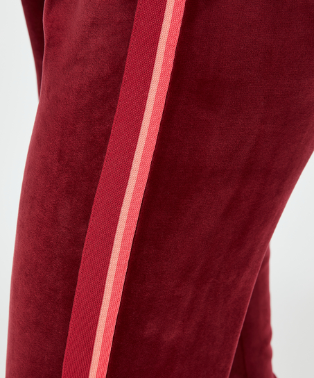 Striped Velvet Jogging Pants, Red