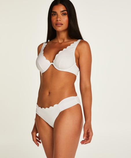 Scallop Non-Padded Underwired Bikini Top, White