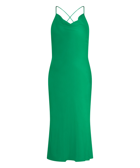 Satin Midi Dress, Green
