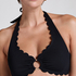 Scallop Halter Bikini Top, Black