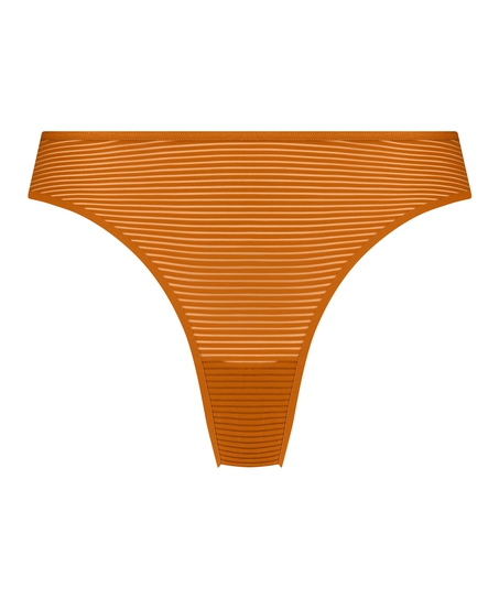 Invisible Stripe Mesh Thong, Orange