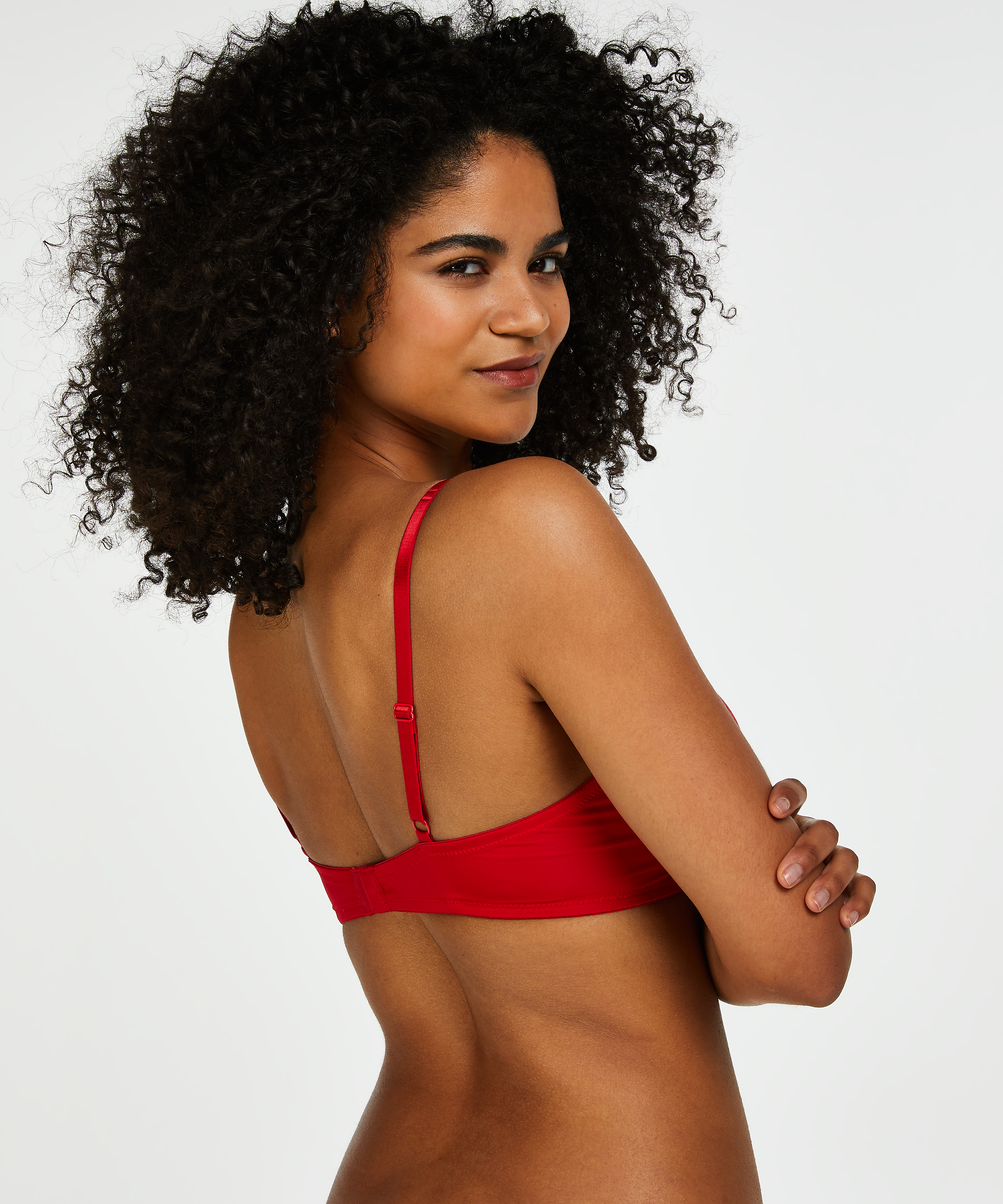 Plunge Padded Underwired Bra, Red, main