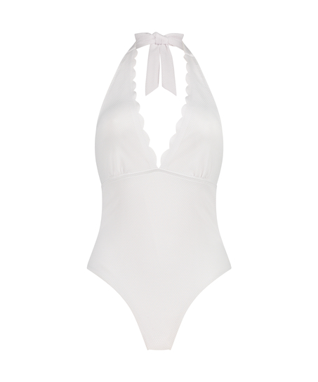 Shaping Scallop Swimsuit, White