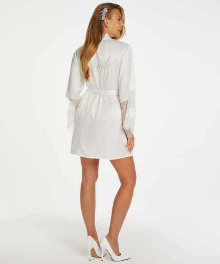 Kimono satin Bridal, White