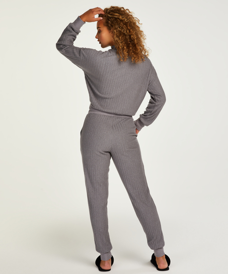 Petite Brushed Rib Pyjama Pants, Grey