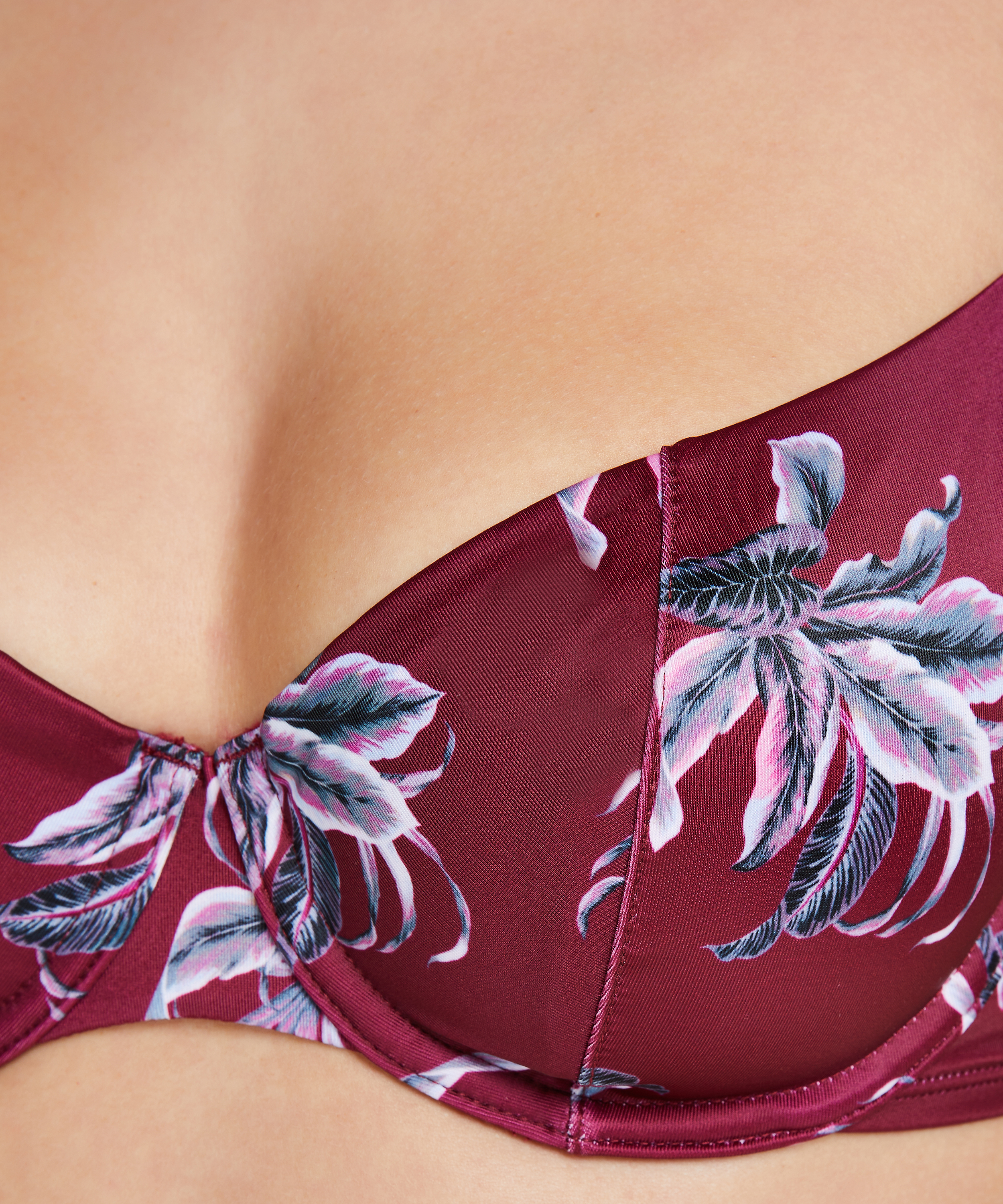 Tropic Glam non-padded underwired bikini top, Red, main