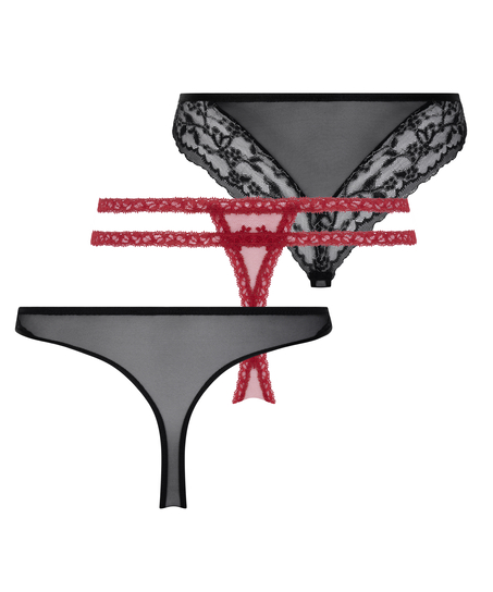 3-pack Thongs, Black