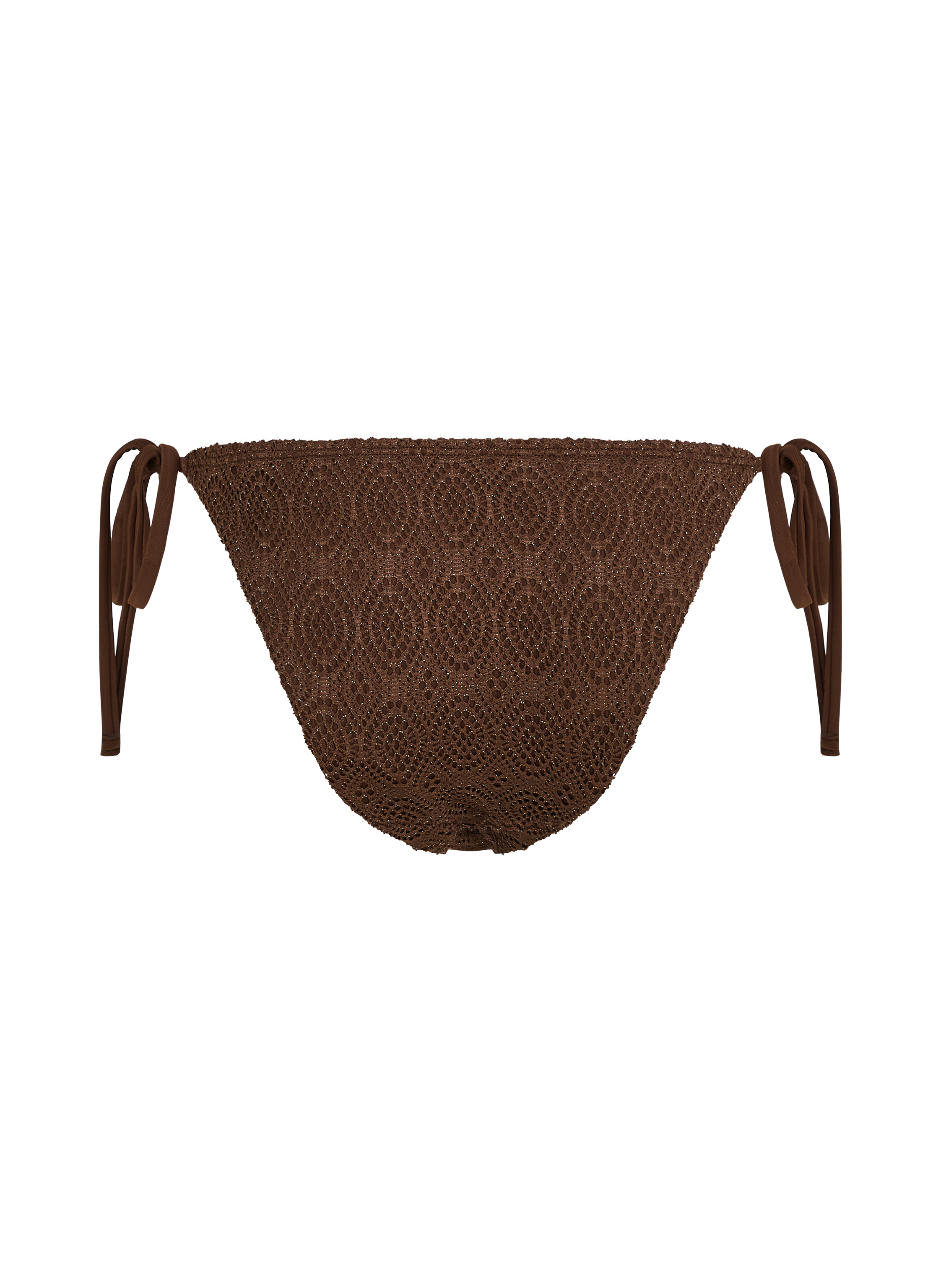 Crochet Cheeky Tanga Bikini Bottoms, Brown, main